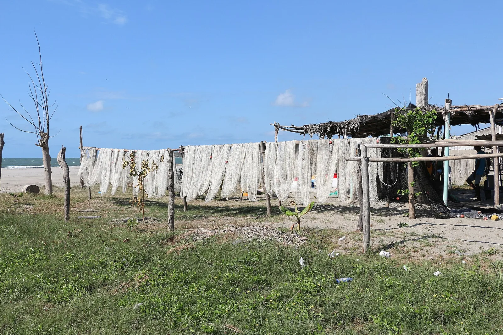 Redes de pesca colgadas a secar en La Boquilla